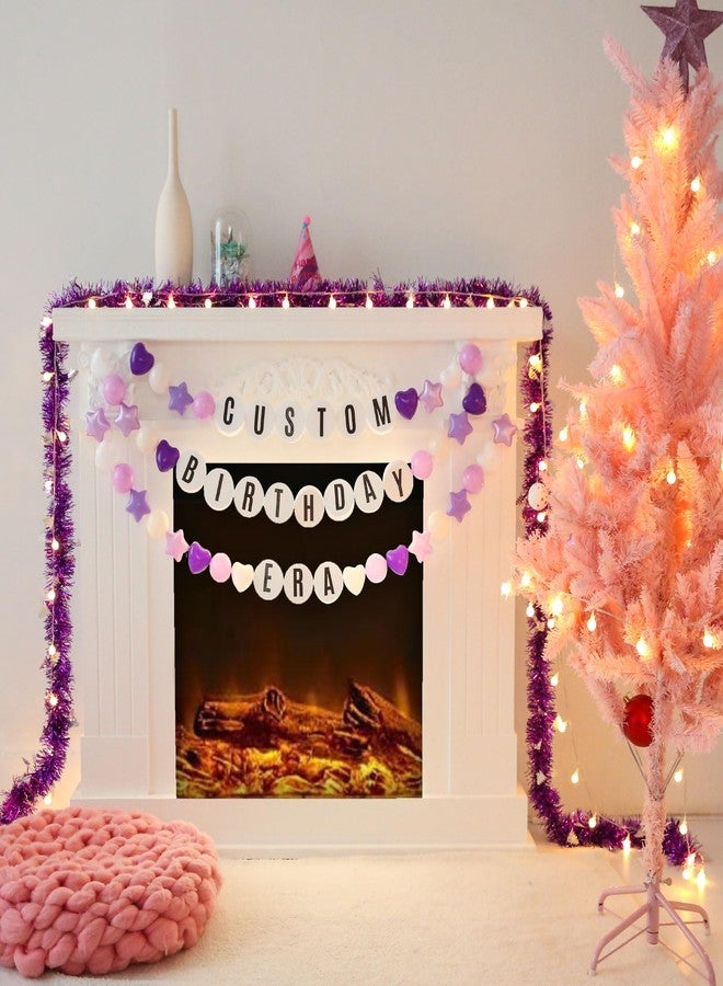 STARBOLO 87Pcs DIY Giant Friendship Bracelet in My Birthday Era Banner Birthday Banner Famous Singer Customizable Garland Ball Plastic Balls DIY Supplies Decor Foam Circles(Purple) - Image 3